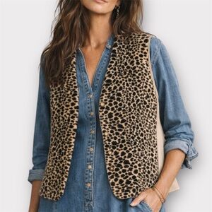 Vintage 90s Leopard Print Vest / Waistcoat